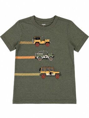 Pekkle Kids Size 8 T-Shirt Green Off Road Vehicle Graphic Cotton Blend Tee NWT
